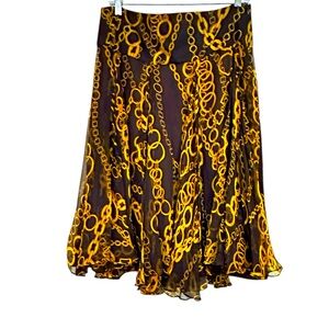 Elegant Brown and Gold Chain Print Skirt by ZARA